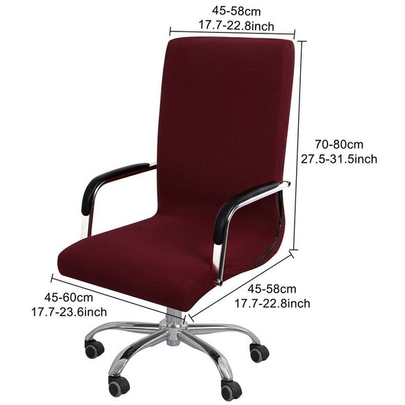 Stretch Jacquard Office Cover Swivel Chair Protector Large Burgundy - Picture 5 of 6